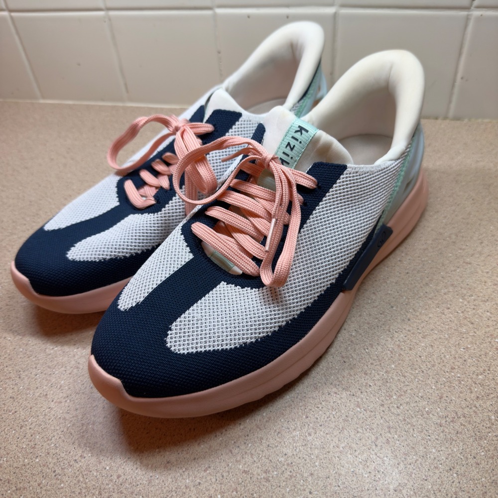 Kizik Mesh Athletic Shoes Navy White‎ Pink Lace Up F.A.S.T. Women's 9.5